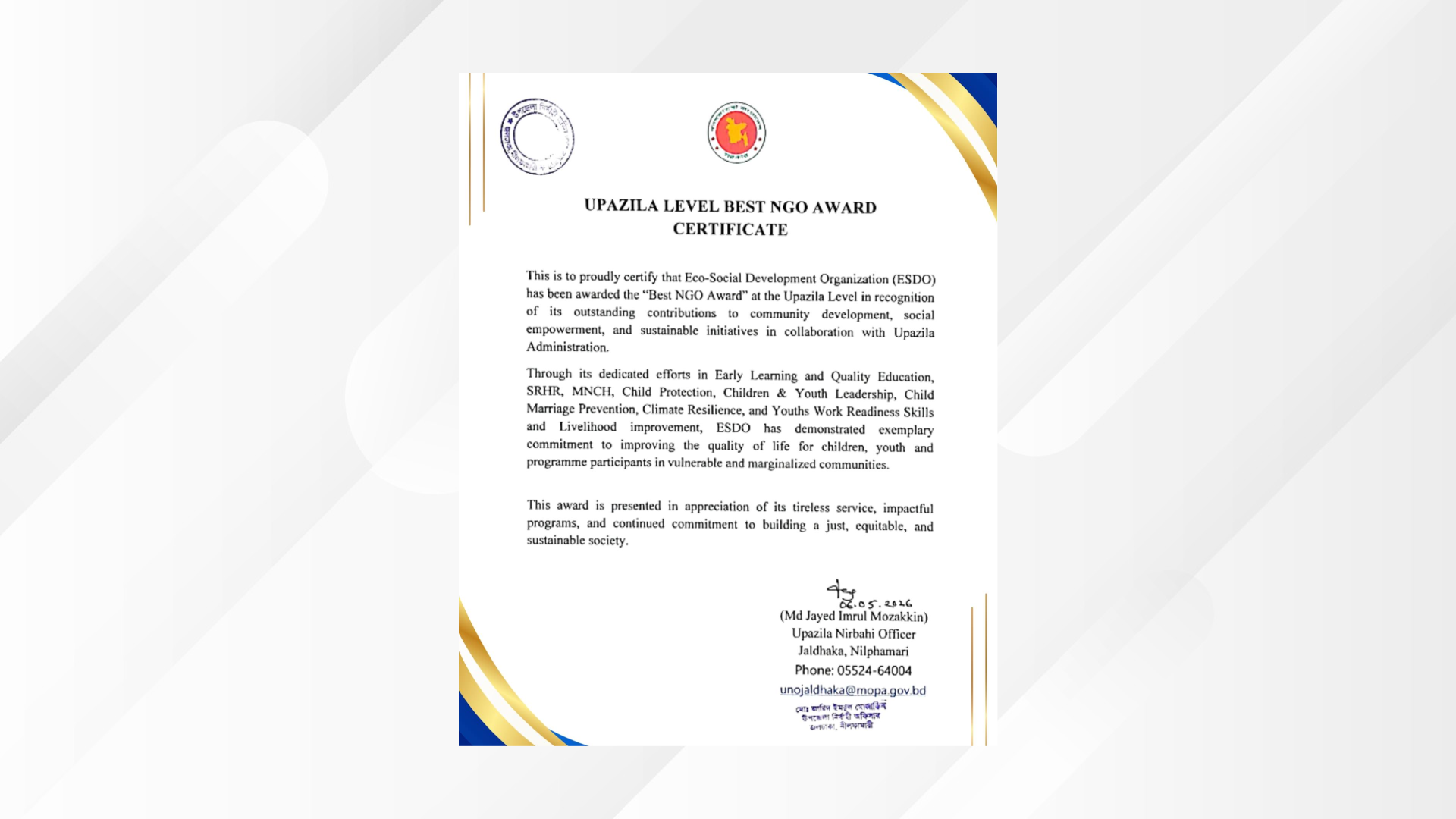 “Best NGO” Award