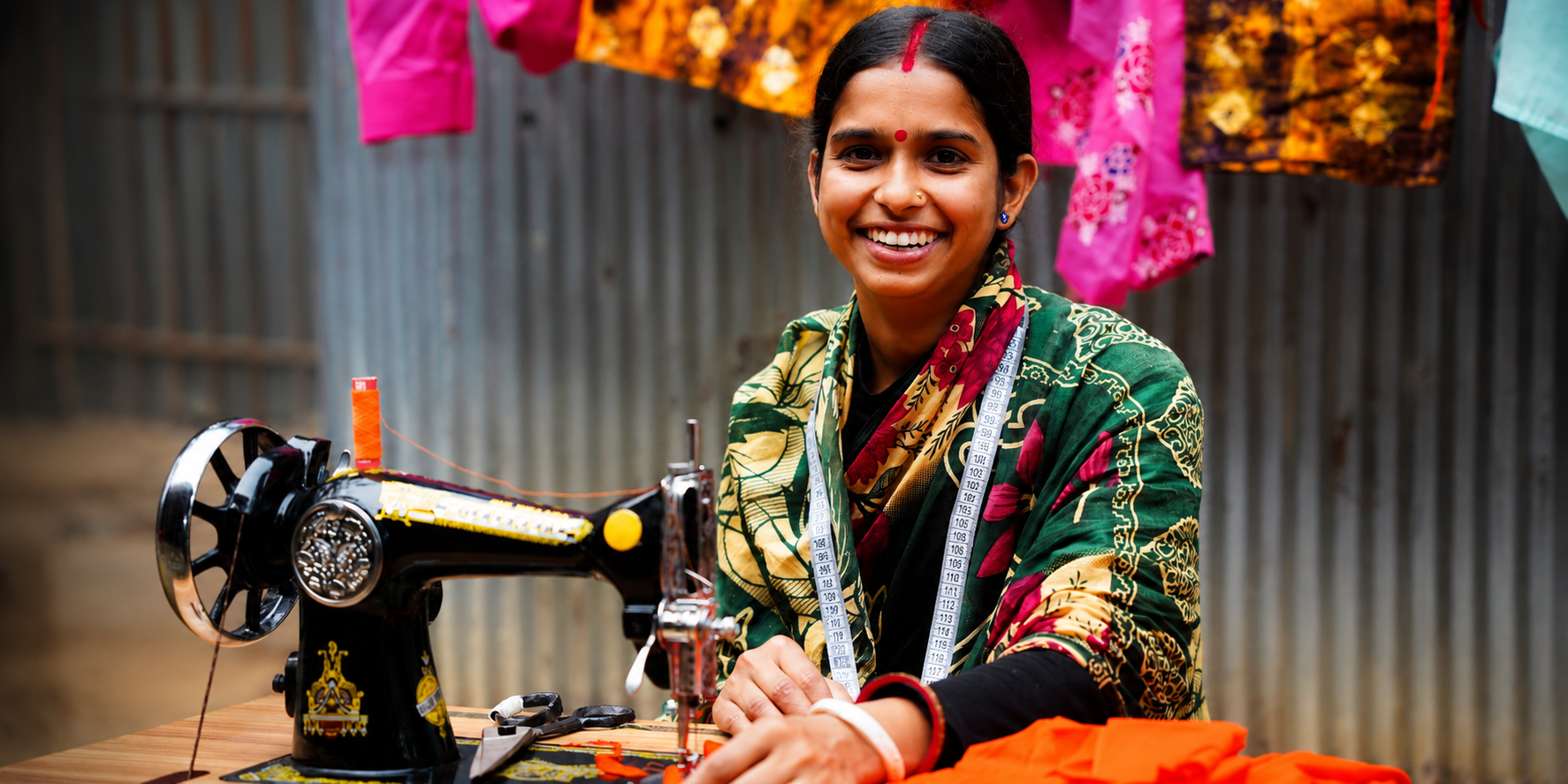 woman with tailor machine